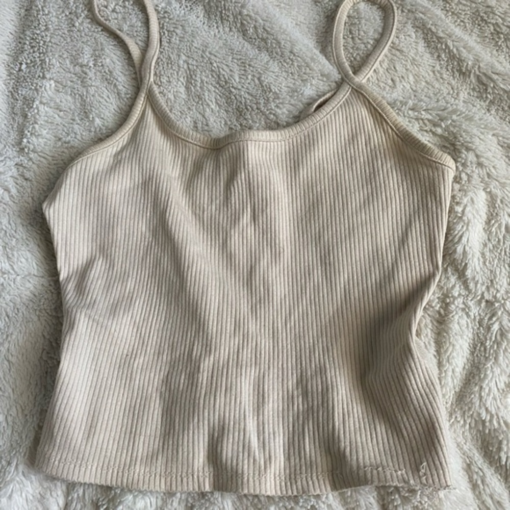 Women's Cream Ribbed Tank Top - Picture 4 of 4